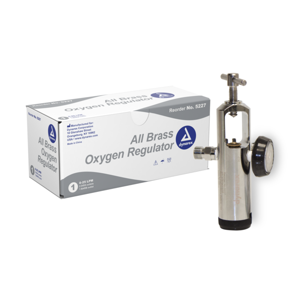 Dynarex CGA Oxygen Regulator-All Brass - 2-DISS Outlet - 0-25 LPM 36361
